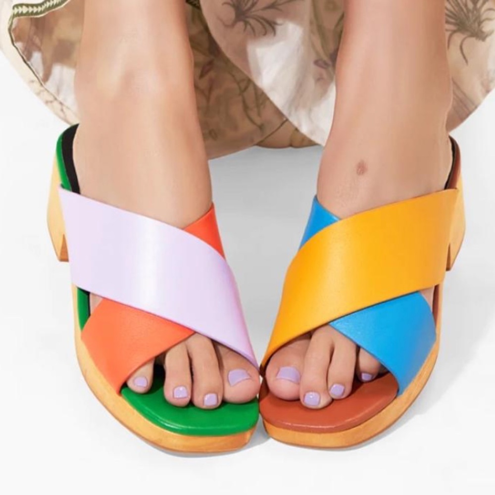 Charlotte Stone Amos 9 / Confetti Platform Slides Mules Sandals